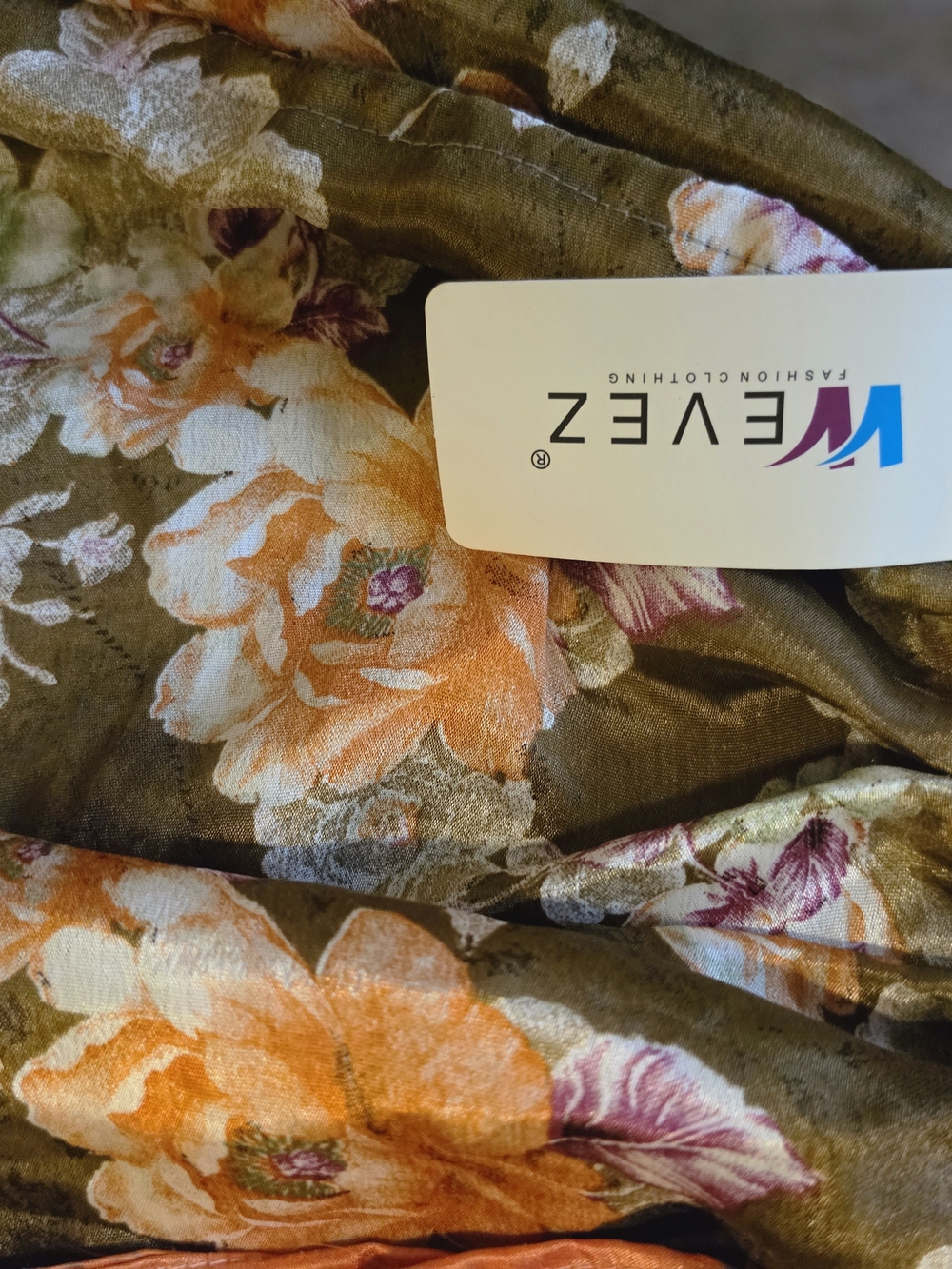 Women's Olive Floral Elastic-Waist Harem Pants- Silk OS - Picture 6 of 8